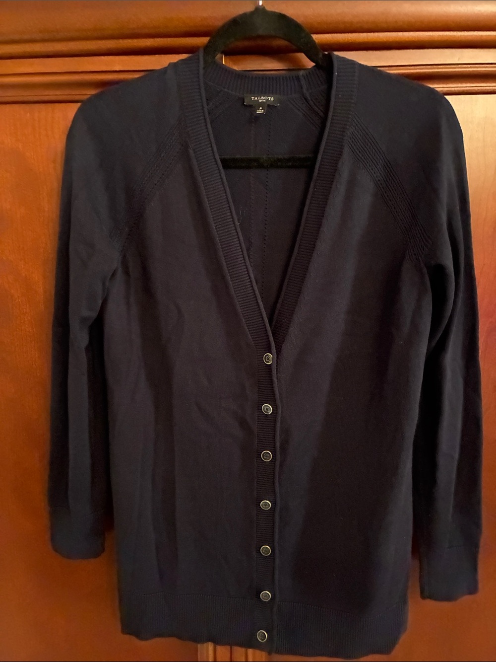 Talbots Dark Navy V-Neck Button Front Cardigan